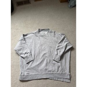 Aerie Oversized Sweatshirt Heathered Grey Raw Edge Crewneck Pullover Large L